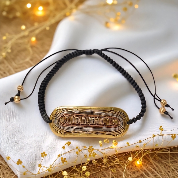 🆕Handcrafted Brass Artisan Bracelet | Adjustable Cord Anklet or Wristwear - Picture 10 of 15